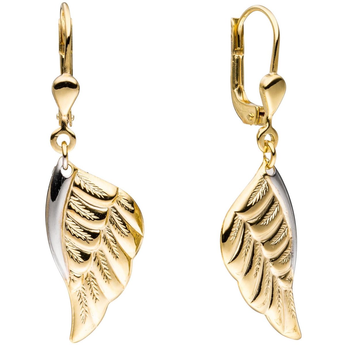 € Gold bicolor Ohrhänger 333 Engelsflügel Ohrringe Bout, Flügel Gelbgold 150,35
